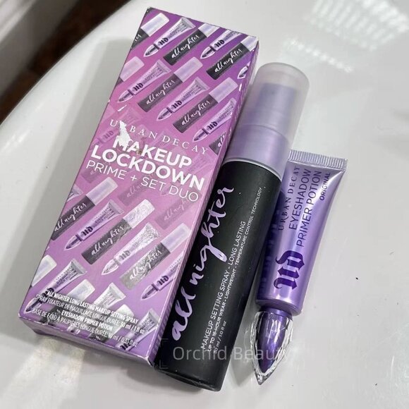 New Boxed Urban Decay MAKEUP LOCKDOWN Eyeshadow Primer & Seting Spray Duo - Picture 1 of 2